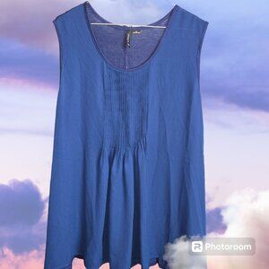 NWT New Directions Sleeveless Top XL Navy Pullover Scoop Neck  Pleated Chest EUC